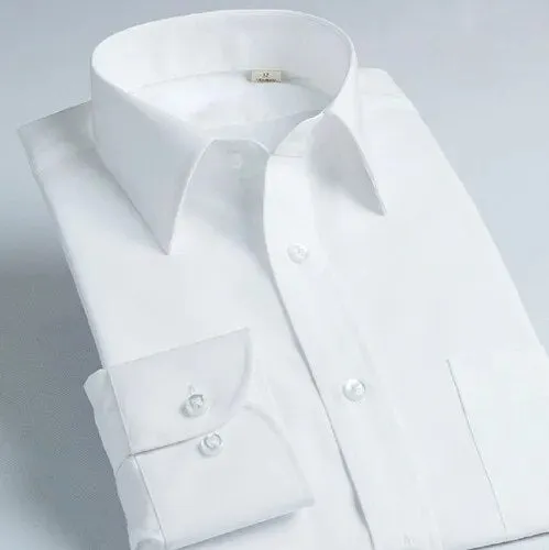 Men's White Shirt Long Sleeve Korean Double Collar Shirt Slim Men's Pure Cotton