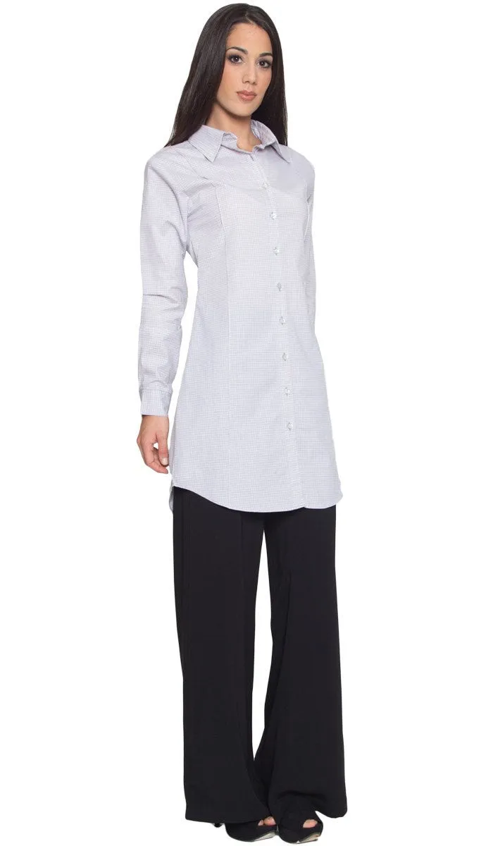 Nazilla Micro Plaid Cotton Buttondown Dress Shirt - Gray - FINAL SALE