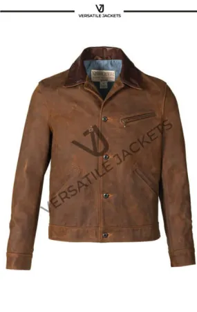 Nubuck Cowhide Leather Mechanic's Work Jacket