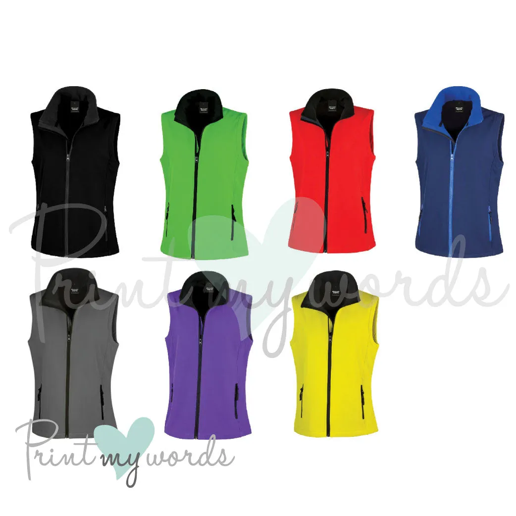 Personalised 'Female Rider' Soft Shell Body Warmer Gilet Jacket