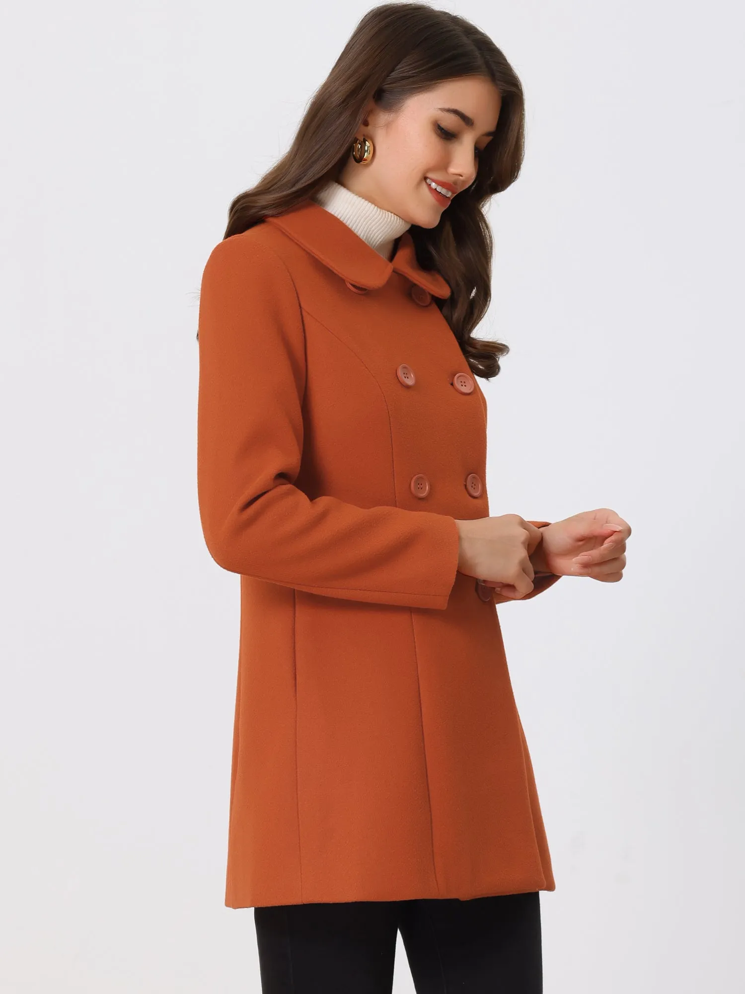 Peter Pan Collar Double Breasted Winter Long Trench Pea Coat