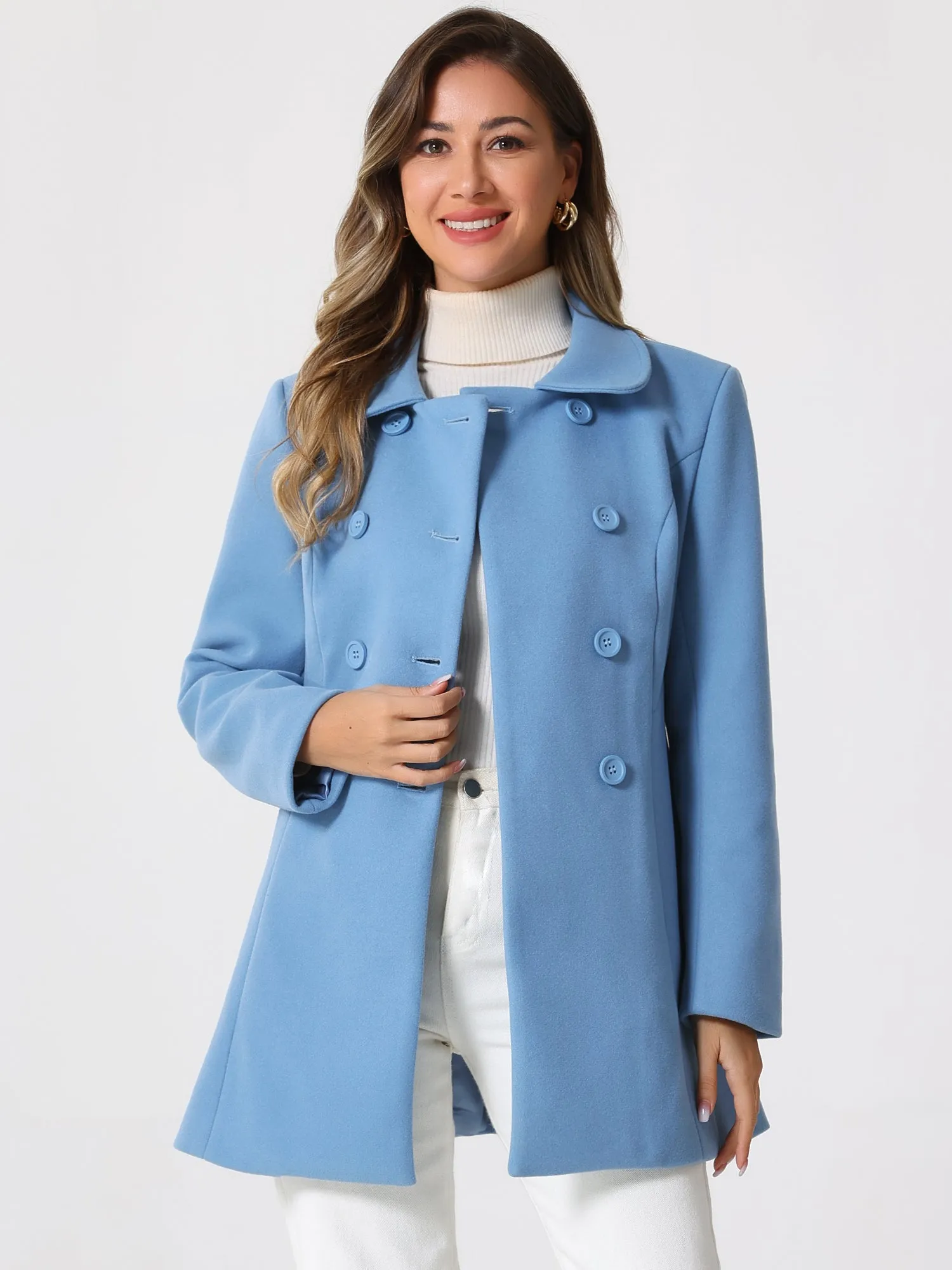 Peter Pan Collar Double Breasted Winter Long Trench Pea Coat