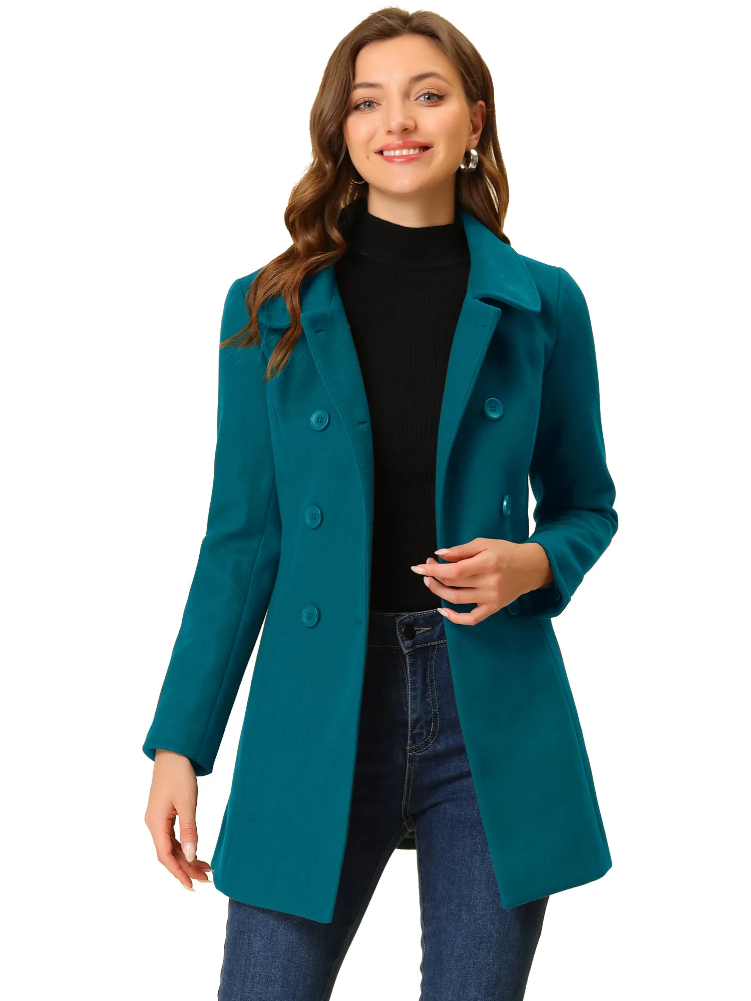 Peter Pan Collar Double Breasted Winter Long Trench Pea Coat