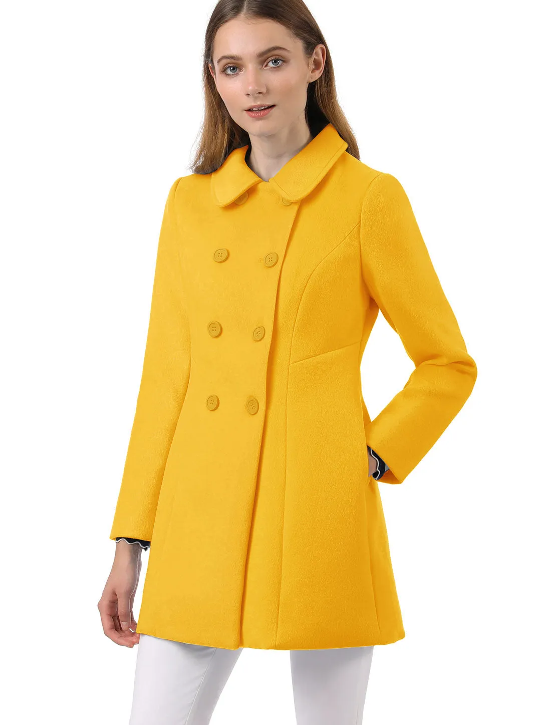 Peter Pan Collar Double Breasted Winter Long Trench Pea Coat