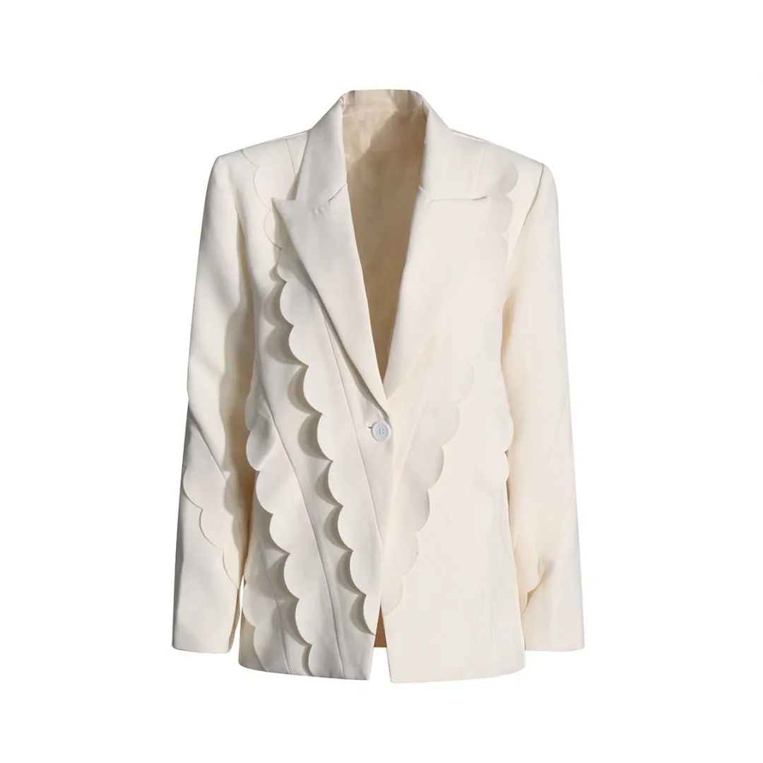 Pre Order:  Solid Spliced Round Disc Suit Jacket