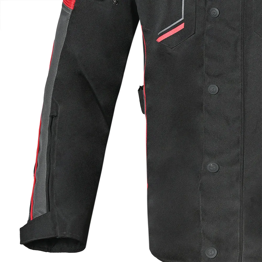 R-Tech Knight Rider Long - Motorcycle Touring Jacket - Black Dark Grey Red