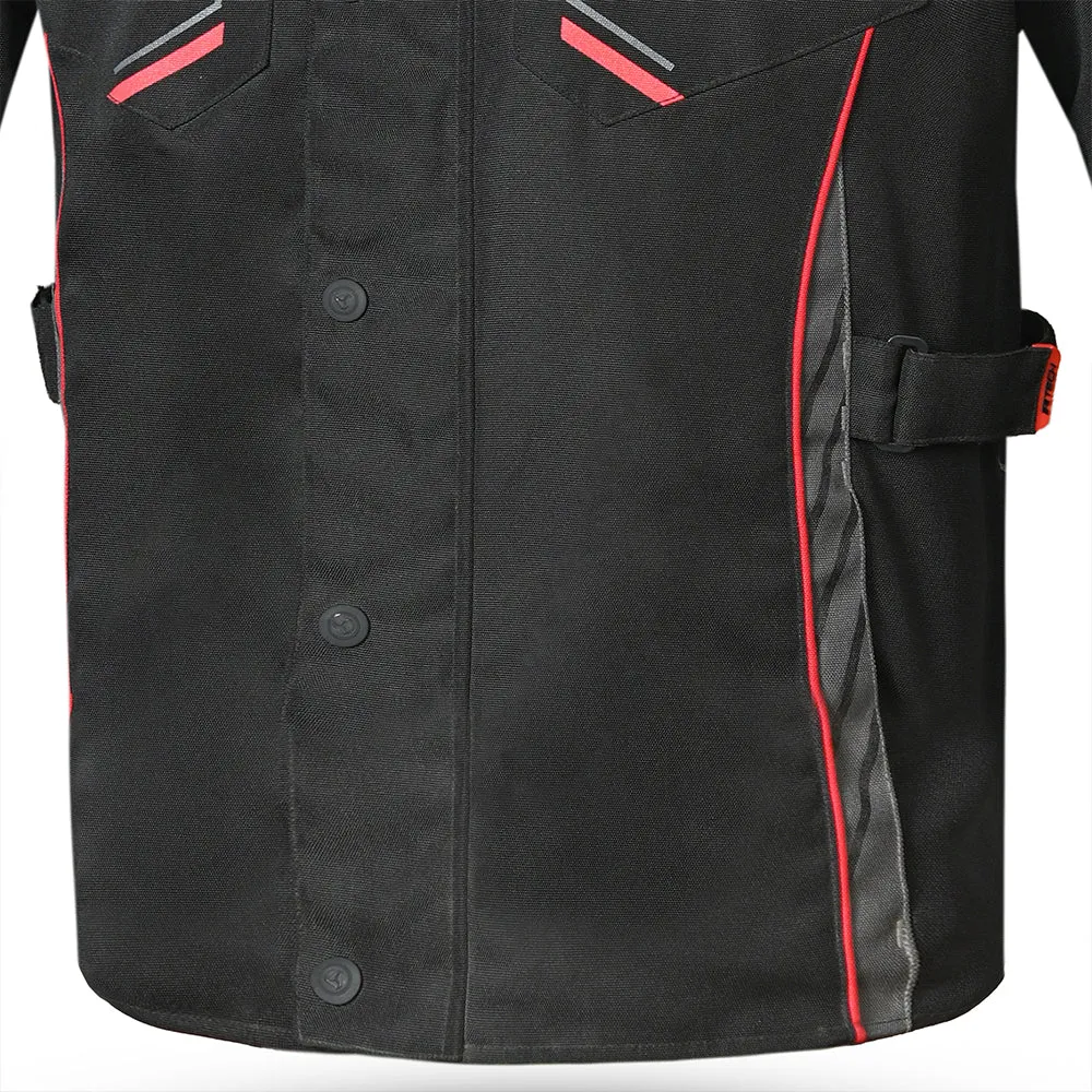 R-Tech Knight Rider Long - Motorcycle Touring Jacket - Black Dark Grey Red