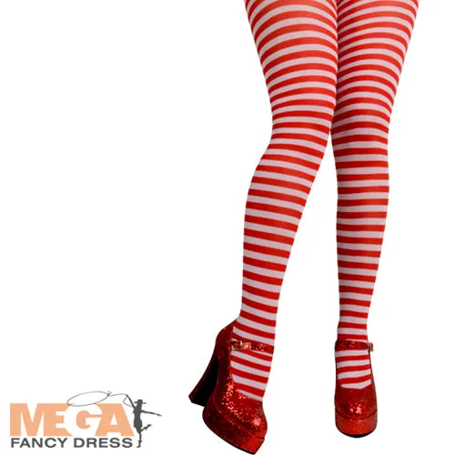 Red and White Candy Christmas Tights