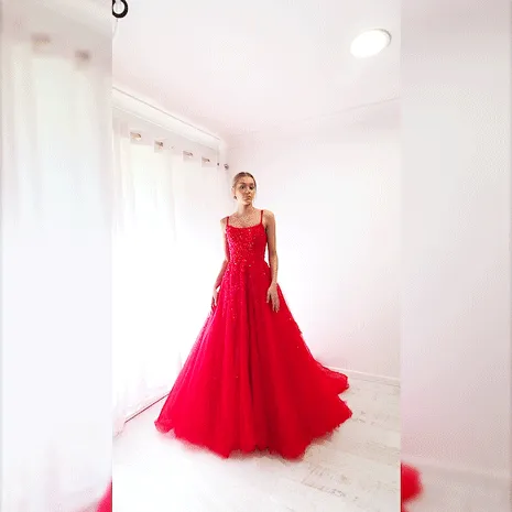 Red tulle princess dress for hire