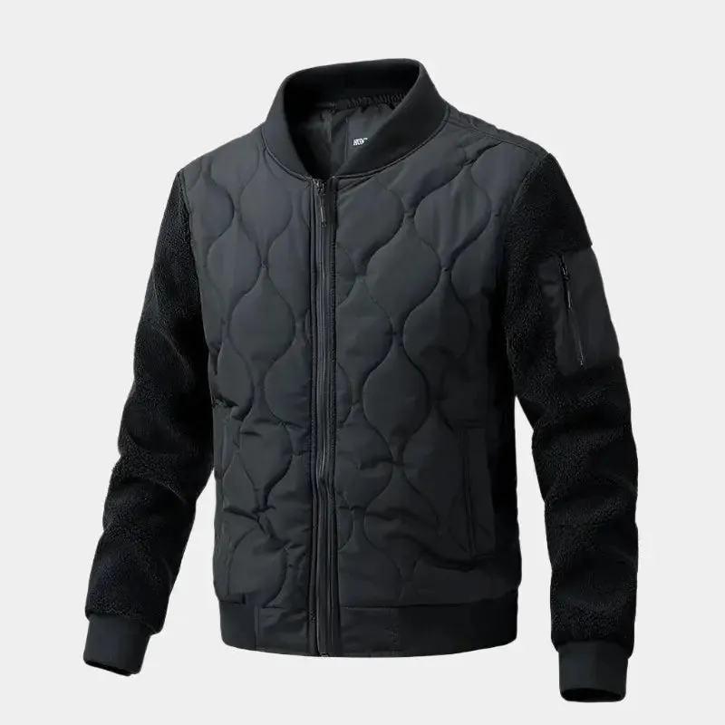 Sherpa Sleeves Padded Bomber Jacket - Cross & Crown