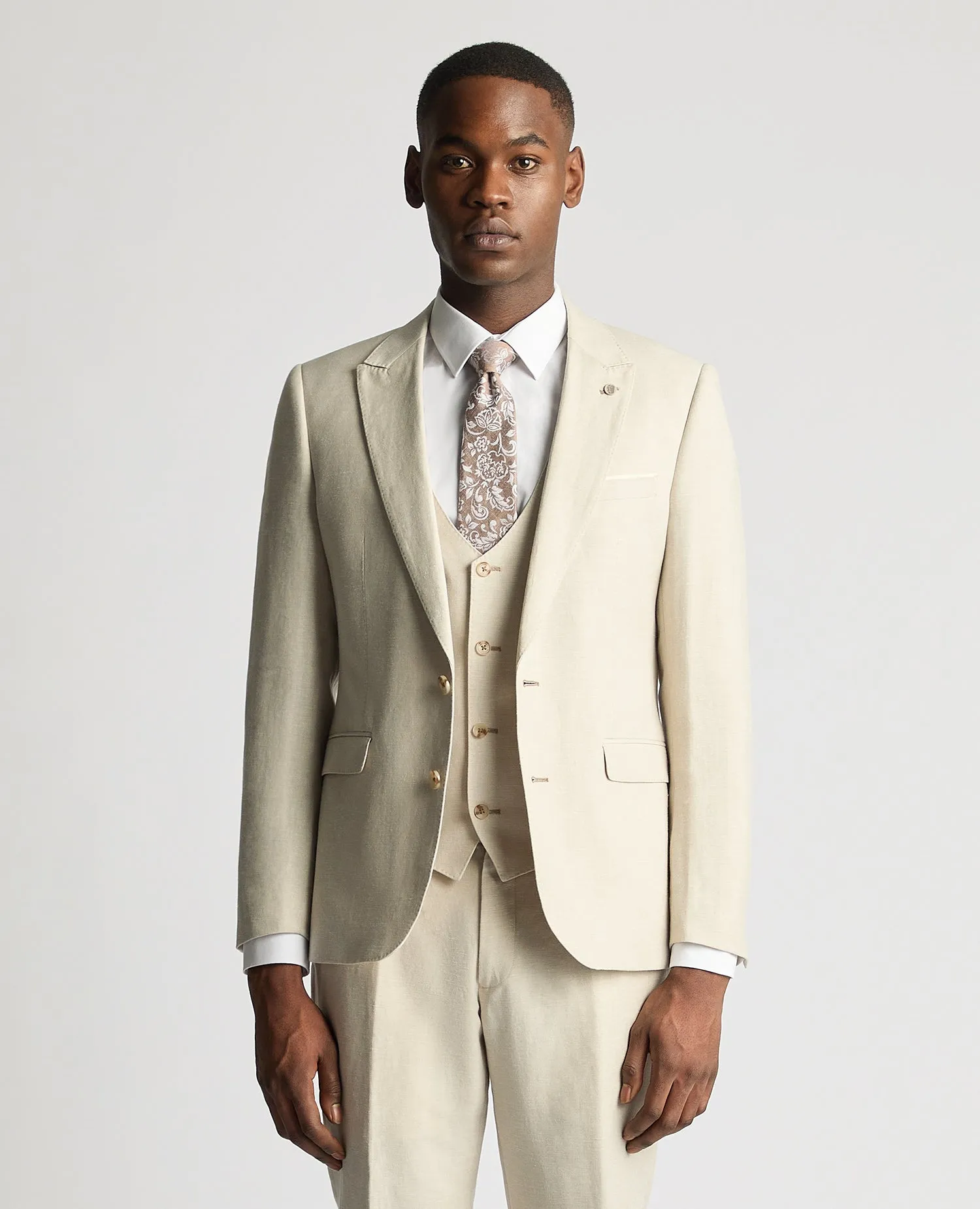 Slim Fit Linen-Blend Suit