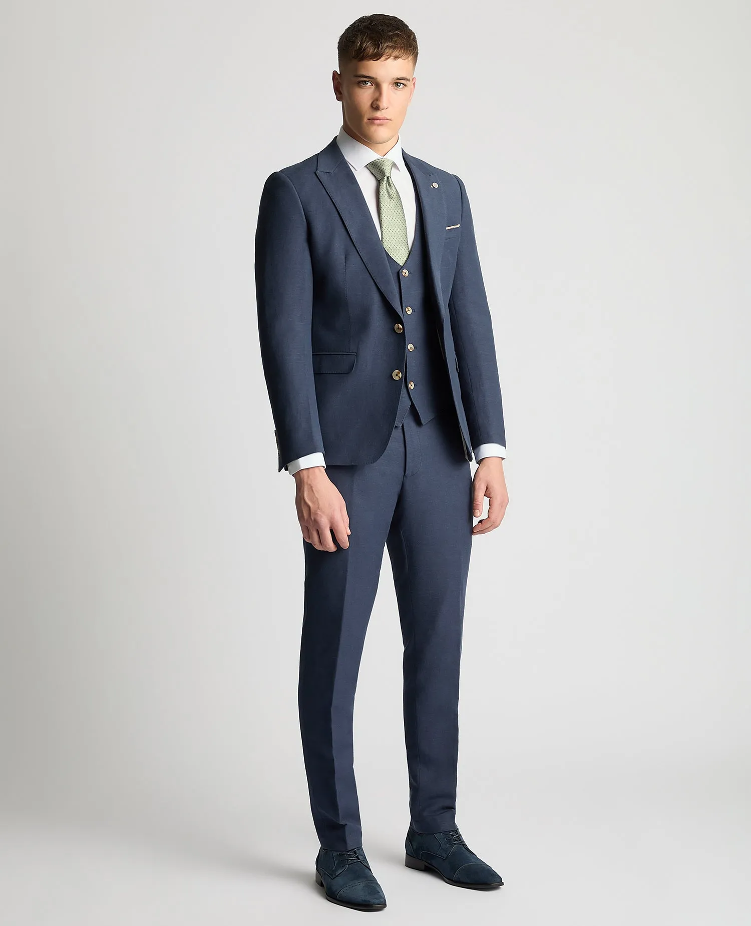 Slim Fit Linen-Blend Suit