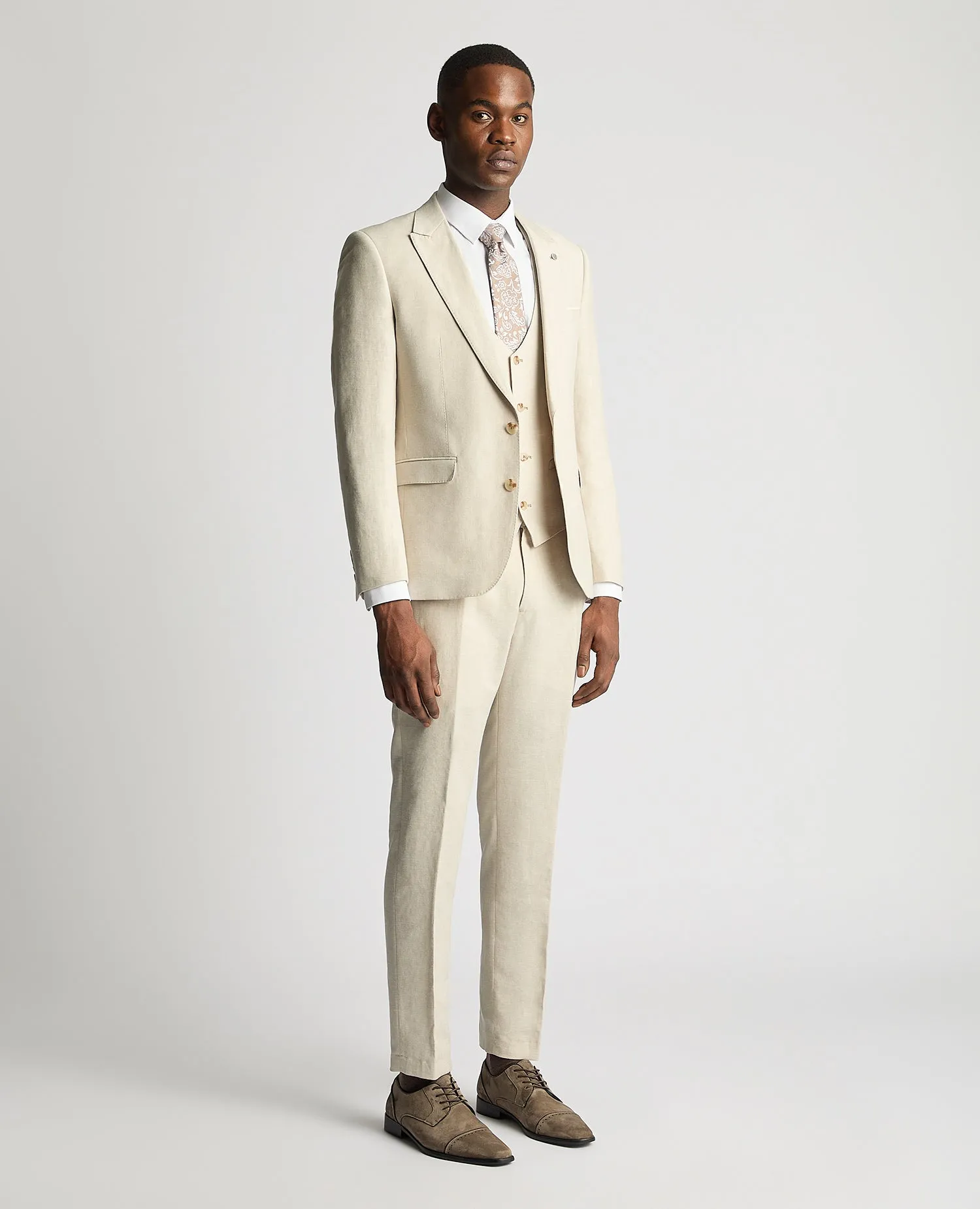 Slim Fit Linen-Blend Suit