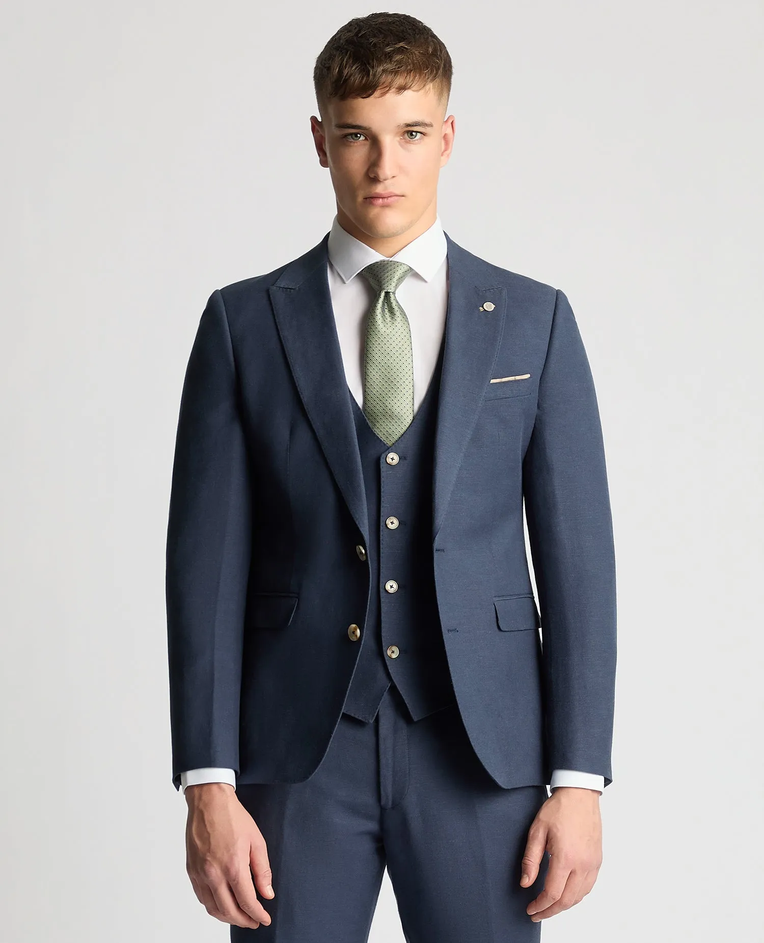 Slim Fit Linen-Blend Suit