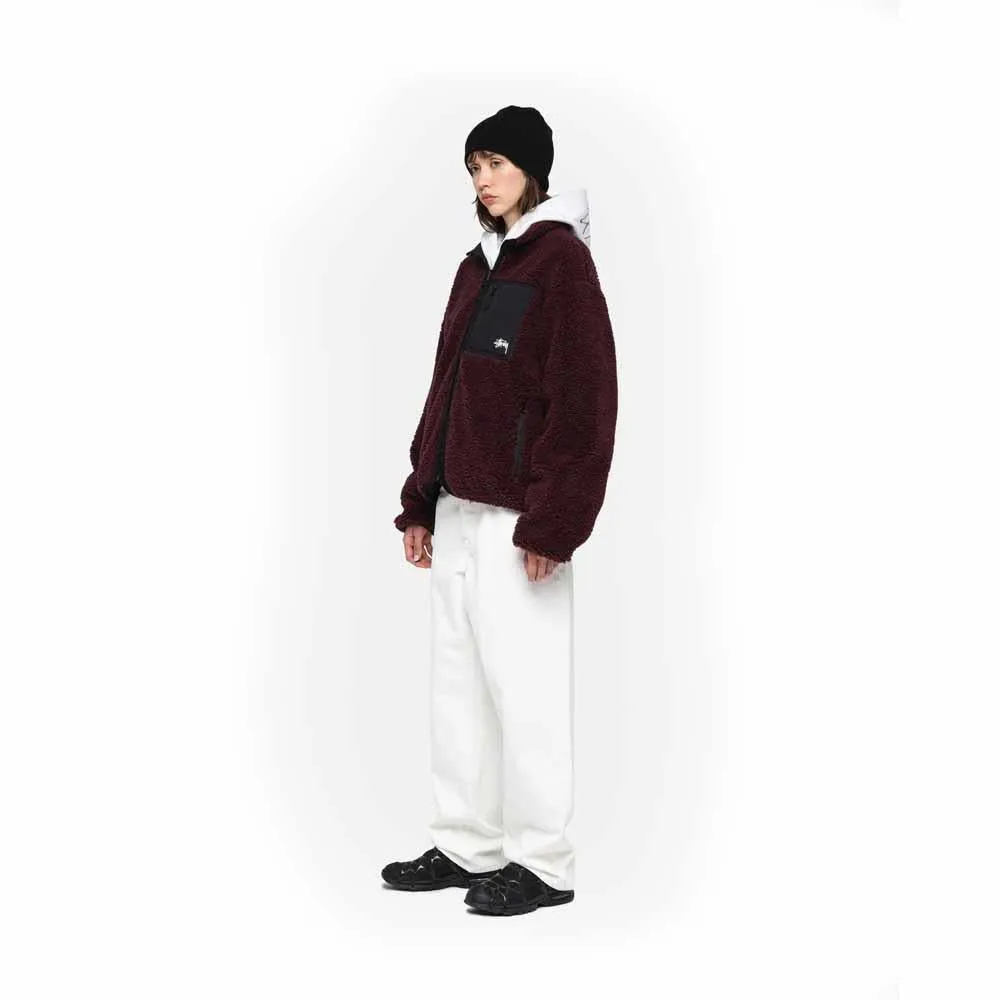 Stussy Sherpa Reversibile Jacket Burgundy