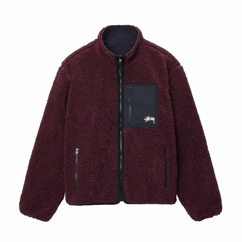 Stussy Sherpa Reversibile Jacket Burgundy