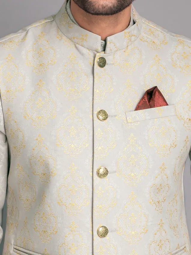 SUTI MEN'S KHADI LINEN 3D EMBOSE GLOSS PRINTED JACKET