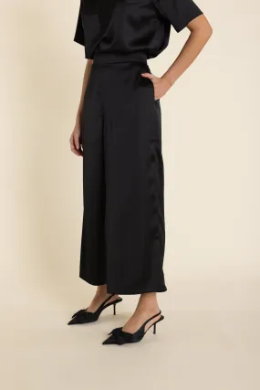 Two T's Satin Wide Leg Pant - Black