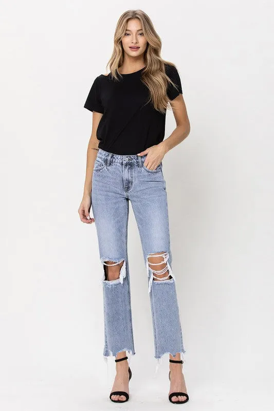 Vervet Super High Rise 90's Straight Crop Jeans