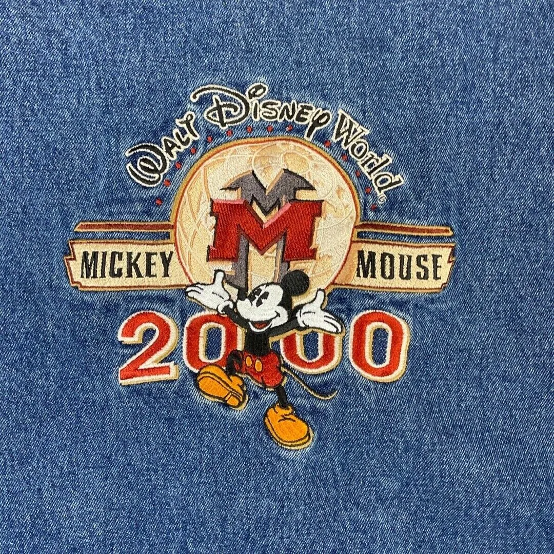 Vintage 2000s Y2K Blue Embroidered Disney World Mickey Denim Jacket XXL