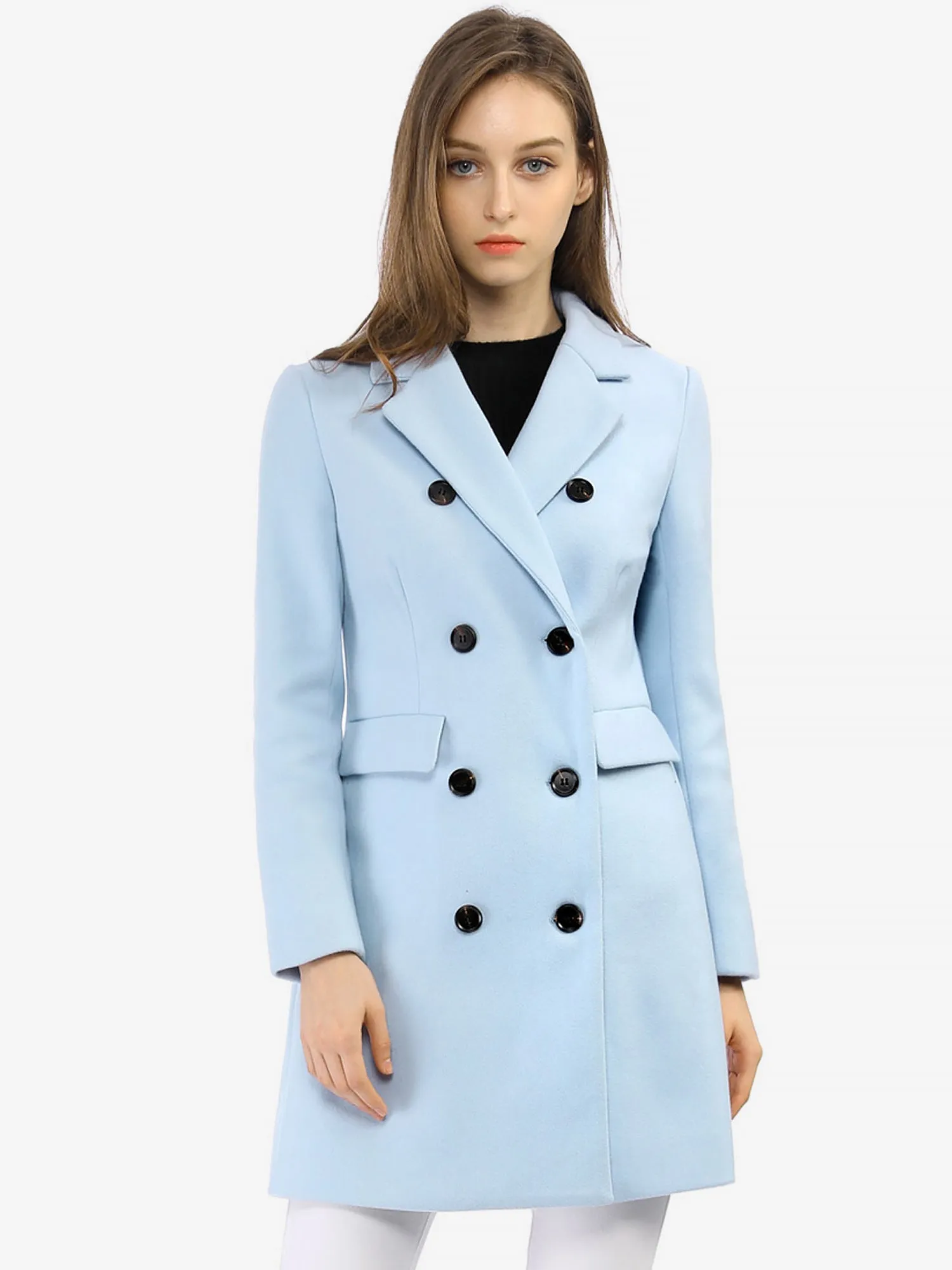 Winter Long Sleeve Notched Lapel Double Breasted Trench Coat