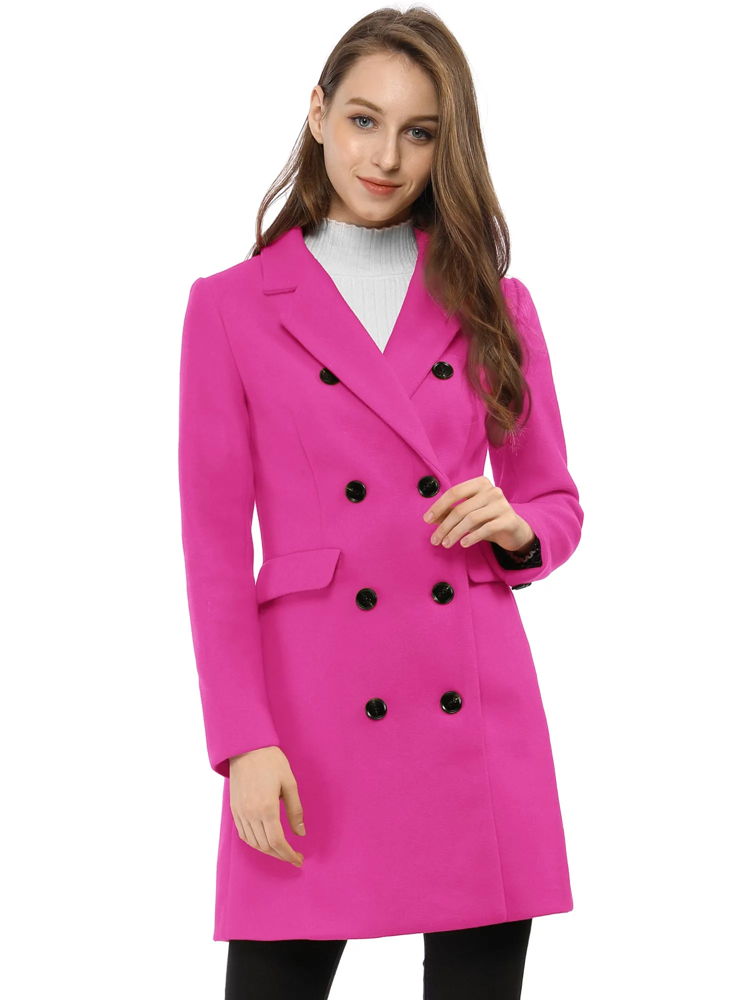 Winter Long Sleeve Notched Lapel Double Breasted Trench Coat