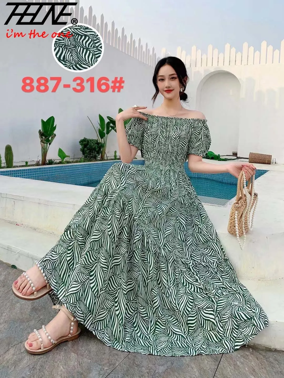 Women Summer Floral Printed Short Sleeves Long Maxi Vintage  Dress - WD8043