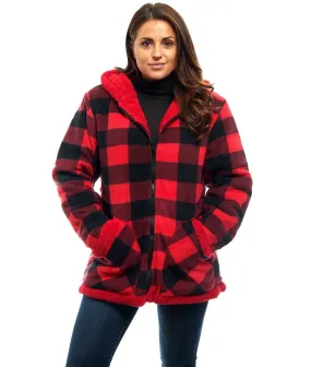 Women's Plush Plaid Sherpa Lined Jacket