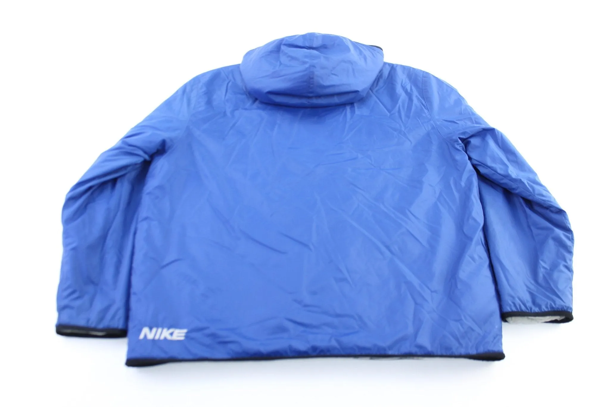 Women's Y2K Nike Embroidered Logo Blue Hooded Zip Up Jacket