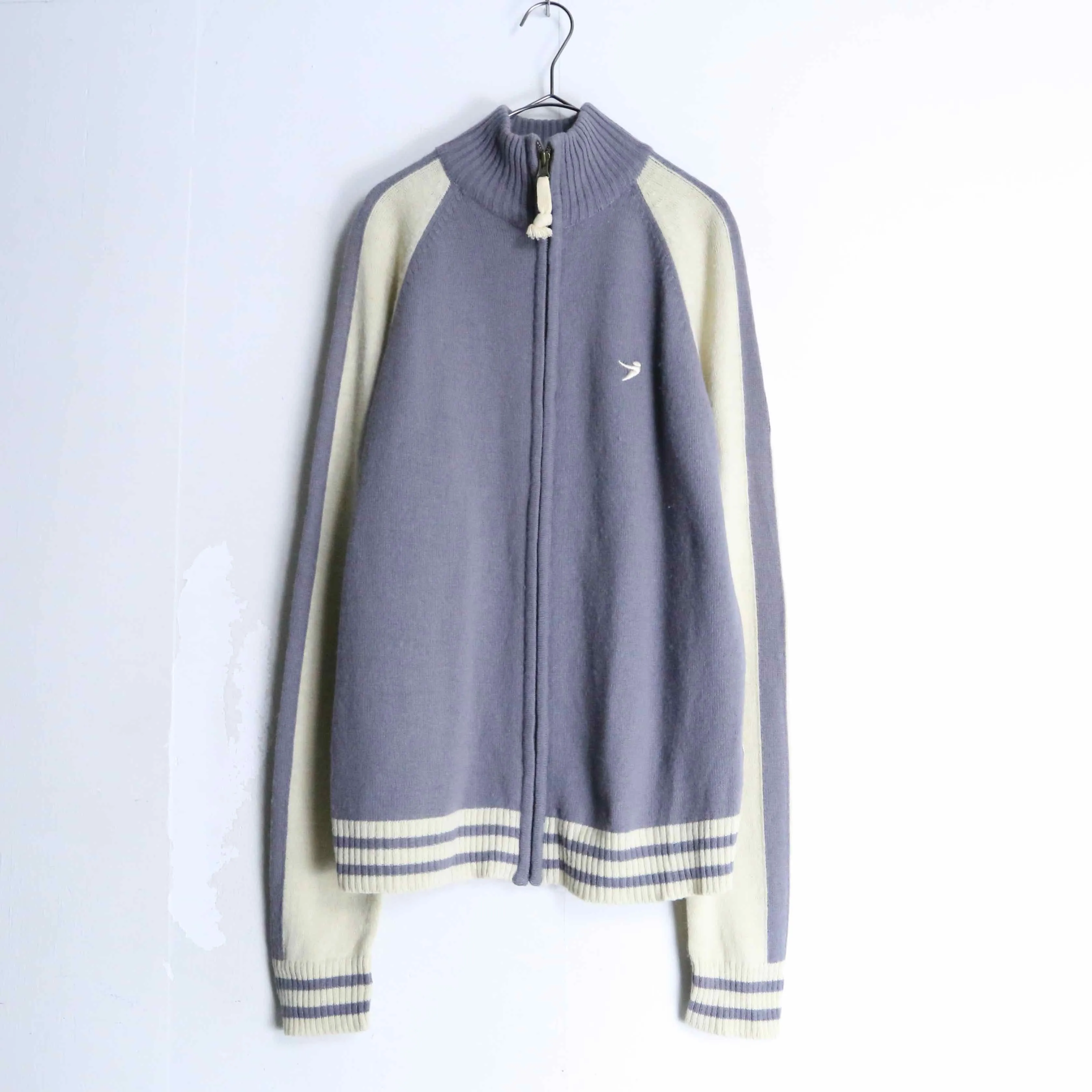 y2k 2tone color knit zip up jacket