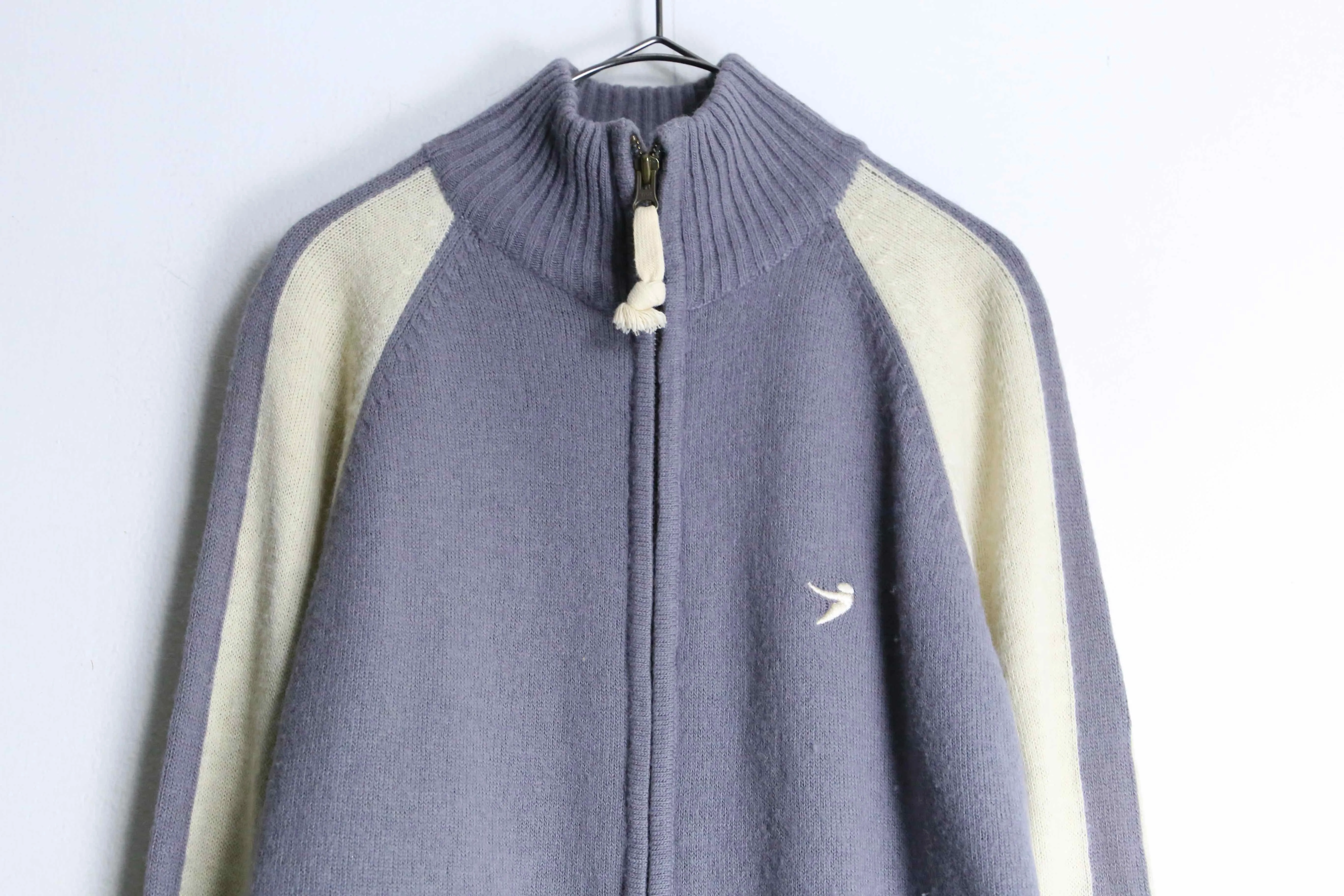 y2k 2tone color knit zip up jacket