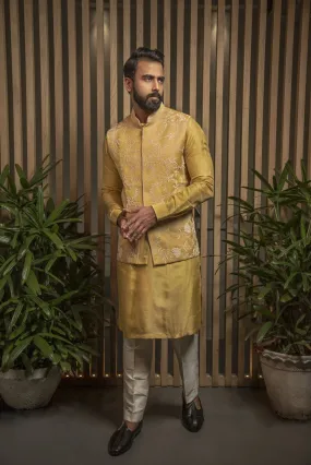 Yellow Embroidered Bandi With Kurta set